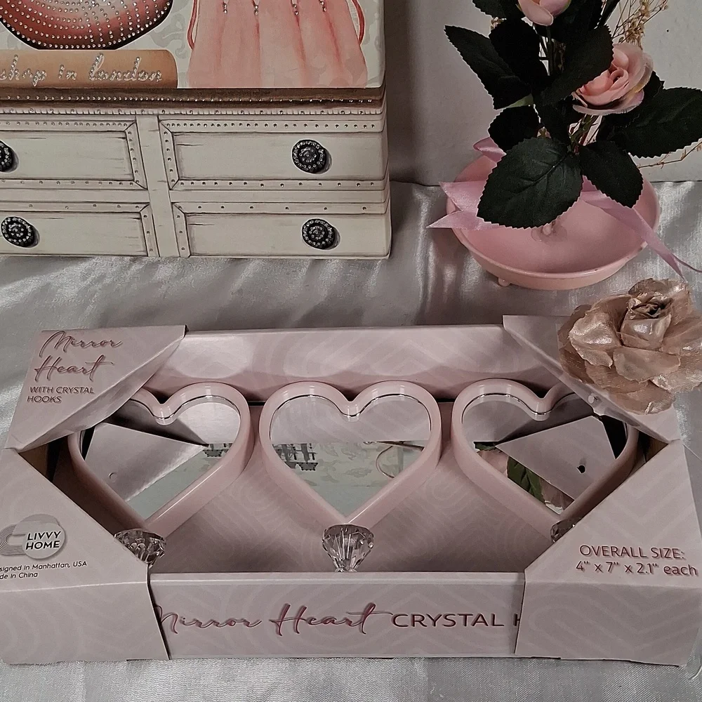 MIRROR HEART Pink Cristal Hook Set